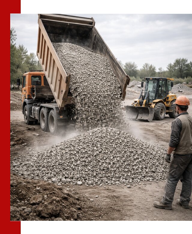 Доставка щебня в Устях-Лабинске крупными и мелкими фракциями