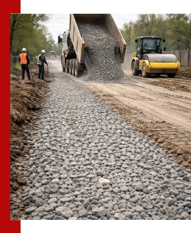 Доставка щебня для отсыпки дорог в Устях-Лабинске высокого качества