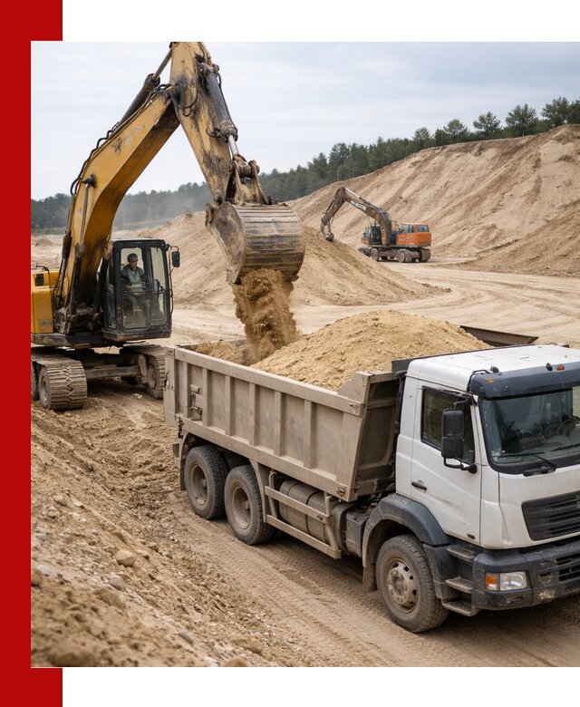 Доставка карьерного песка с самосвалами и разгрузкой в Устях-Лабинске