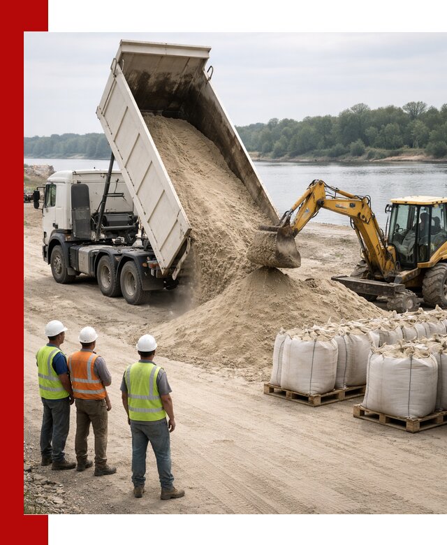 Доставка речного песка в Устях-Лабинске самосвалами и погрузкой