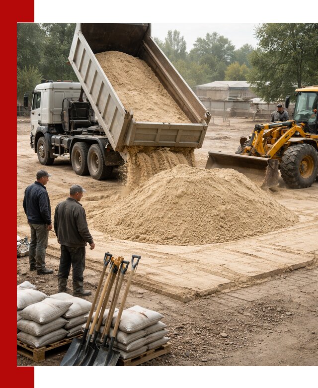 Доставка мытого песка в Устях-Лабинске с самосвалами по выгодной цене