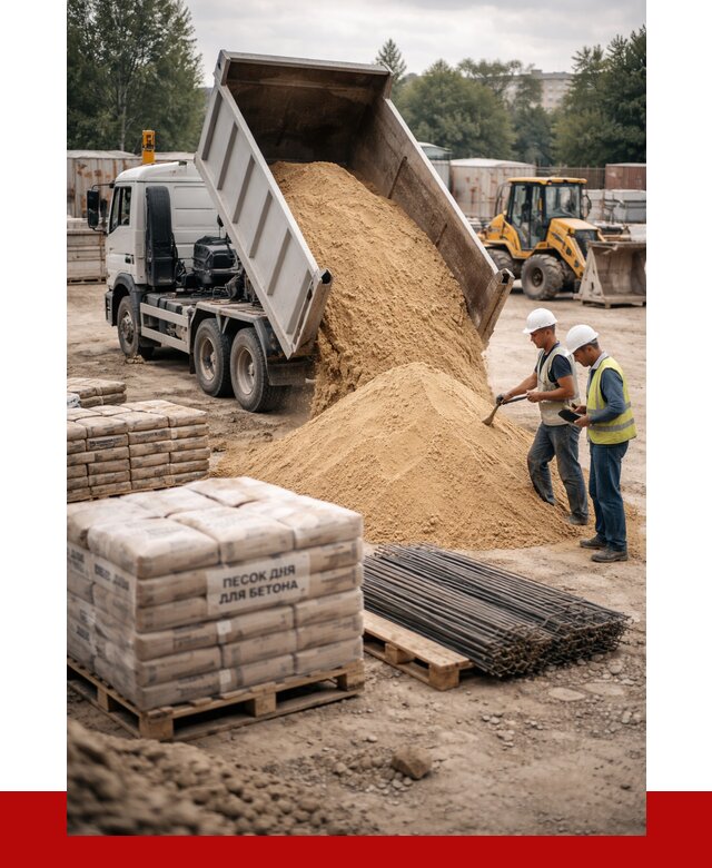 Песок для бетона в Устях-Лабинске от 2554 р. с доставкой, ПРОНЕРУДУлб