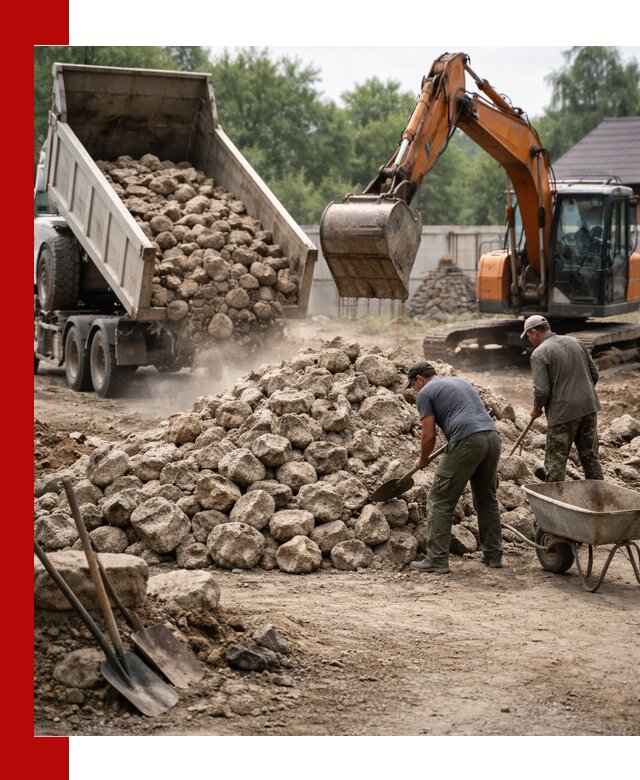 Доставка и разгрузка бутового камня в Устях-Лабинске