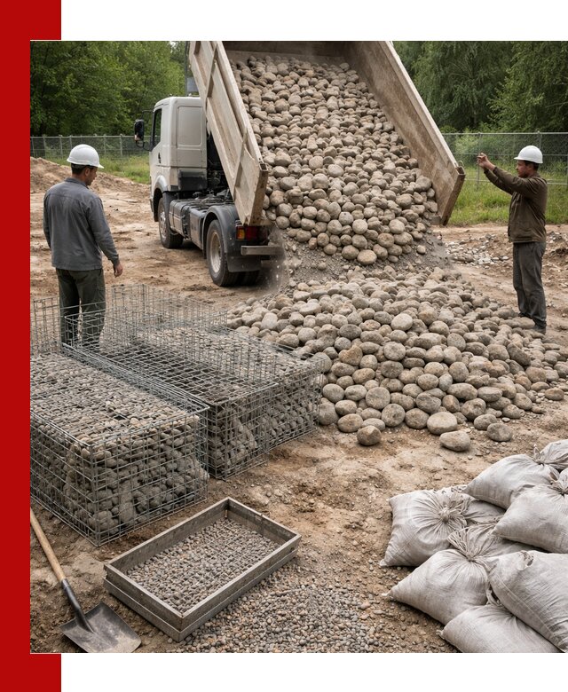 Камень для габионов фракция 70–151 в Устях-Лабинске