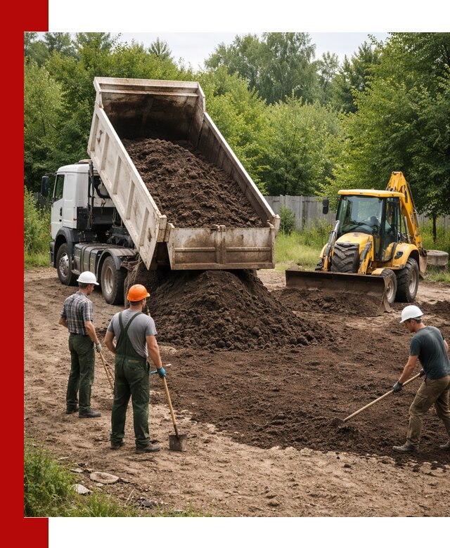 Доставка и укладка грунта для выравнивания участка в Устях-Лабинске