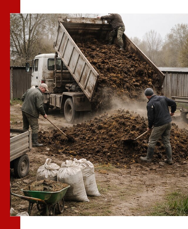 Доставка коровьего навоза самосвалом в Устях-Лабинске