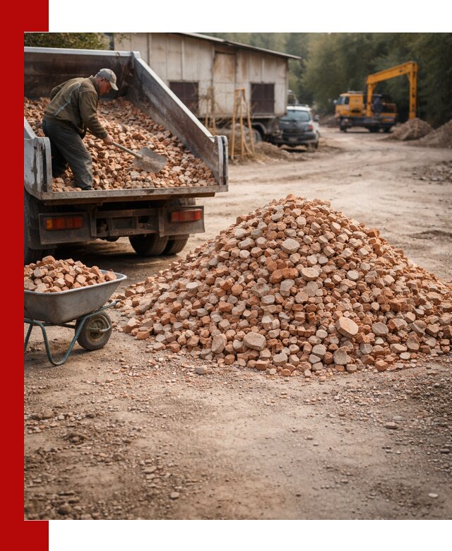 Доставка и подушка из боя кирпича с разгрузкой в Устях-Лабинске