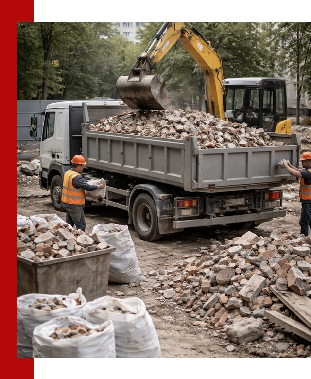 Вывоз строительного мусора в Устях-Лабинске с самосвалами и контейнерами