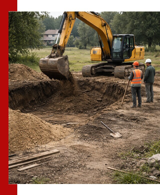 Рытье котлована под фундамент в Устях-Лабинске (быстро и недорого)