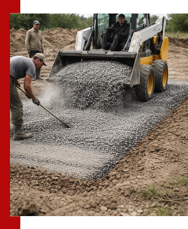 Устройство щебеночной подушки в Устях-Лабинске для дорог и фундаментов